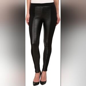 HUE Textured Leatherette PonteLeggings Black